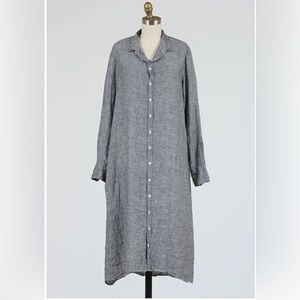 CP Shades Maxi Shirt Dress - Chambray Linen in Black - Sz M